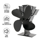 IPRee Black Fireplace 4 Blade Heat Powered Stove Fan komin Log Wood Burner Eco Friendly Quiet Fan Home Efficient Heat Distribution