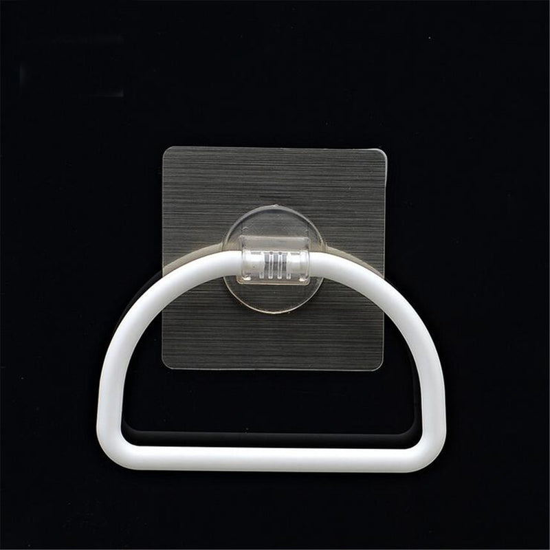 Adhesive Plastic Towel Holder Kitchen Roll Paper Organizer Storage Rack Hanger