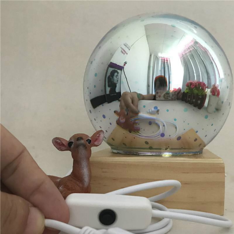 Novelty 3D Magic Glass Ball Sphere Fairy Tale Starry Sky Romantic Fireworks Light Table Lamp