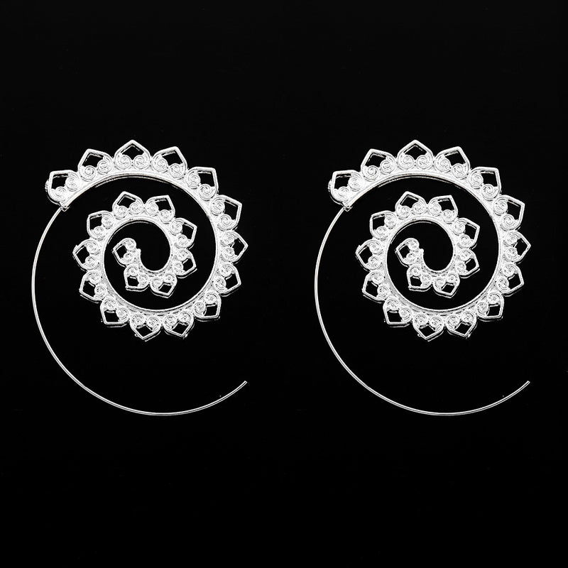 Trendy Big Circle Hoop Exaggerated Spiral Heart Drop Shape Earrings Gift for Women