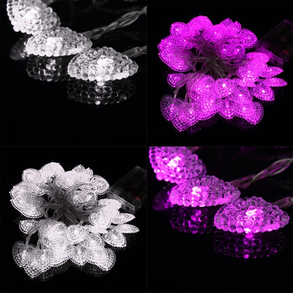Love Heart Battery Operated 40 LED Fairy Light String Xmas Party Decoration