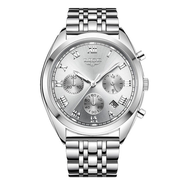 LIGE 9852 24 Hour Date Display Men Wrist Watch Business Style Quartz Watch