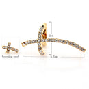 Stylish Ear Clip Long Cuff Earring Trendy Rhinestone Cross Silver Gold Earrings Jewelry for Women