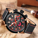 MINIFOCUS 0288G Fashion Business Men Watch Waterproof Luminous Leather Strap Quartz Watch