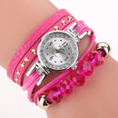 DUOYA D214 Crystal Casual Style Women Bracelet Watch Gift Leather Strap Quartz Watch
