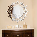 Round Flower Mirror Tiles Kitchen Wall Sticker Stick on Decal Home Bedroom Decor