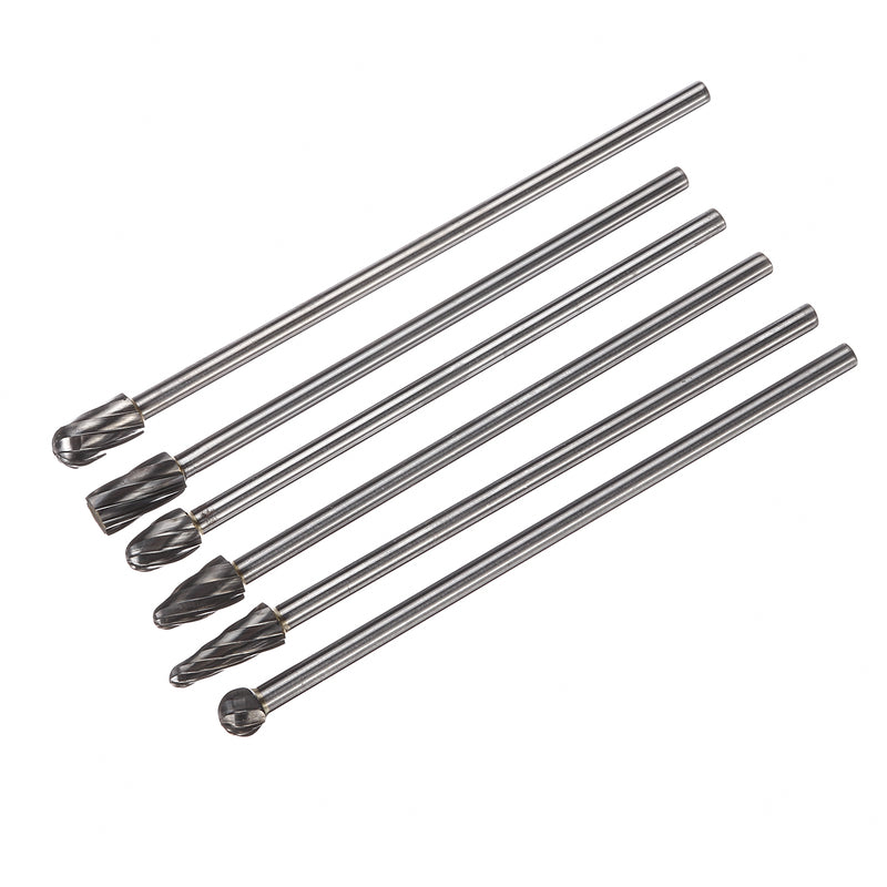 6pcs Rotary Cut Burr 6mm Shank 150mm Long Reach Carbide Burs Rotary File