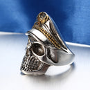 Cool Skull Head Adjustable Finger Ring Vintage Double Eagle Ring for Men
