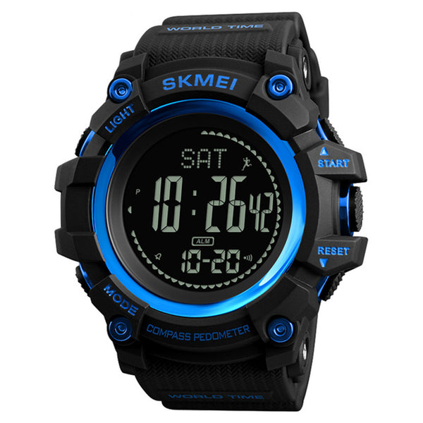 SKMEI 1356 Compass Pedometer Calorie Sport Watch Chronograph World Time Stopwatch Digital Watch