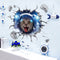 Miico Creative 3D Space Astronaut Cat Broken Wall PVC Removable Home Room Decor Sticker