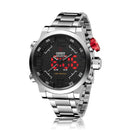 OHSEN AD1608 LED Display Outdoor Digital Watch 3ATM Waterproof Full Steel Quartz Watch