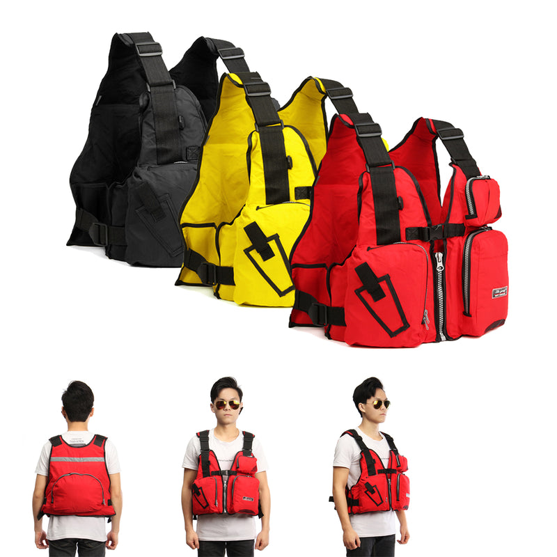 Universal 53x39x20cm Nylon Adult Adjustable Life Jacket Mulltifunctional Fishing Vest Jacket Tackle