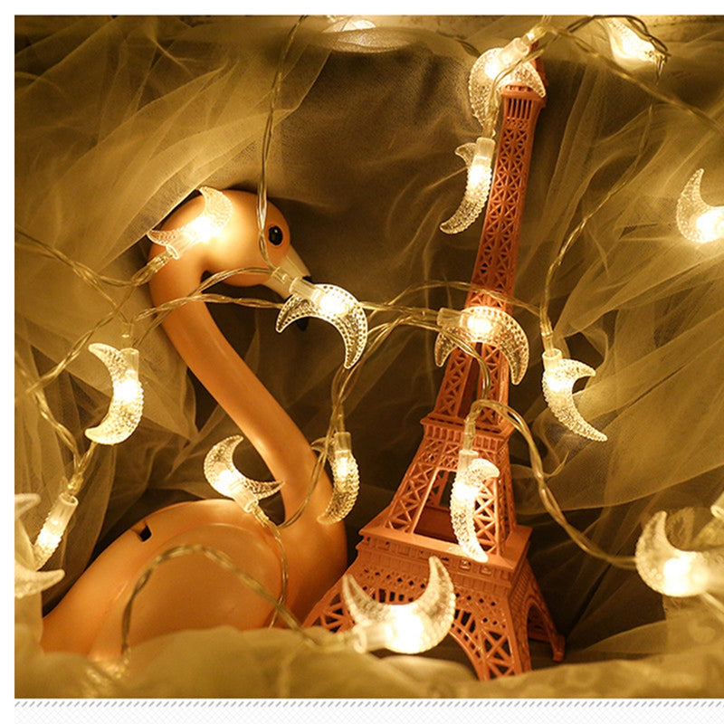 10M Moon Shape Warm White Colorful 100 LED String Fairy Holiday Light Home Decor EU Plug AC220V