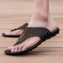 Men's Leather Rubber Sandals Slippers Waterproof Quick Drying Beach Bath Walking Slippers