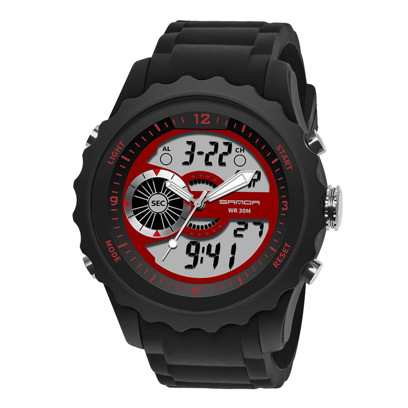 SANDA 769 Dual Digital Digital Watch Men PU Stopwatch Luminous Display Calendar Outdoor Sport Watch
