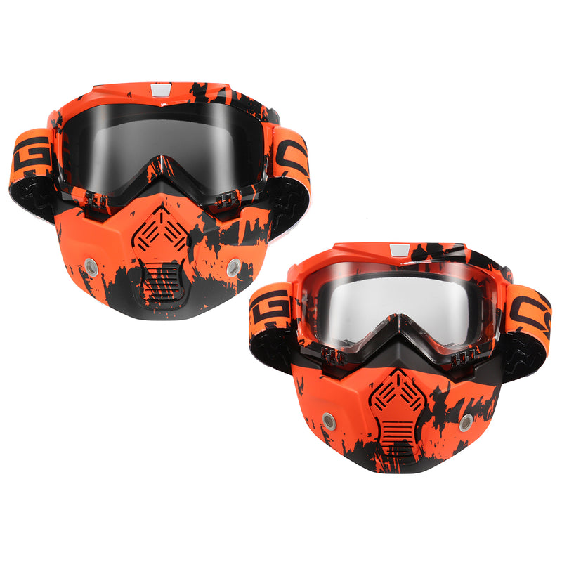 Detachable Modular Face Mask Shield Goggle Protect Motorcycle Helmet