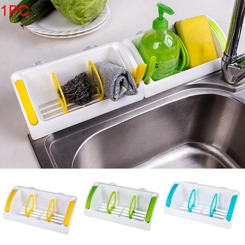 Wall Mounted Kitchen Storage Rack Sink Holder Container Sucker Adjustable Storage Baskets