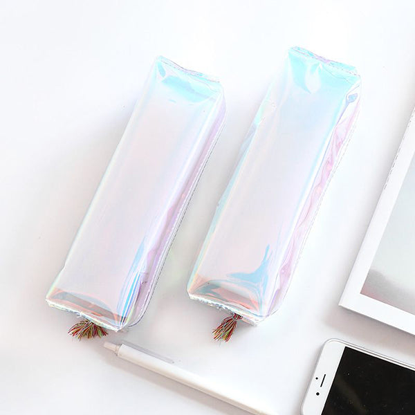 Cool Laser Transparent Color Pencil Bag PVC Waterproof Cosmetic Bag