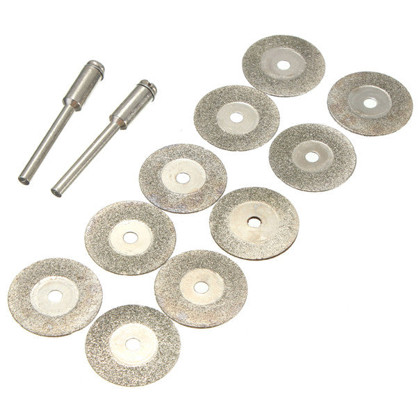 10pcs 20mm Emery Diamond Coated Double Side Cutting Disc with 2 Joint Lever