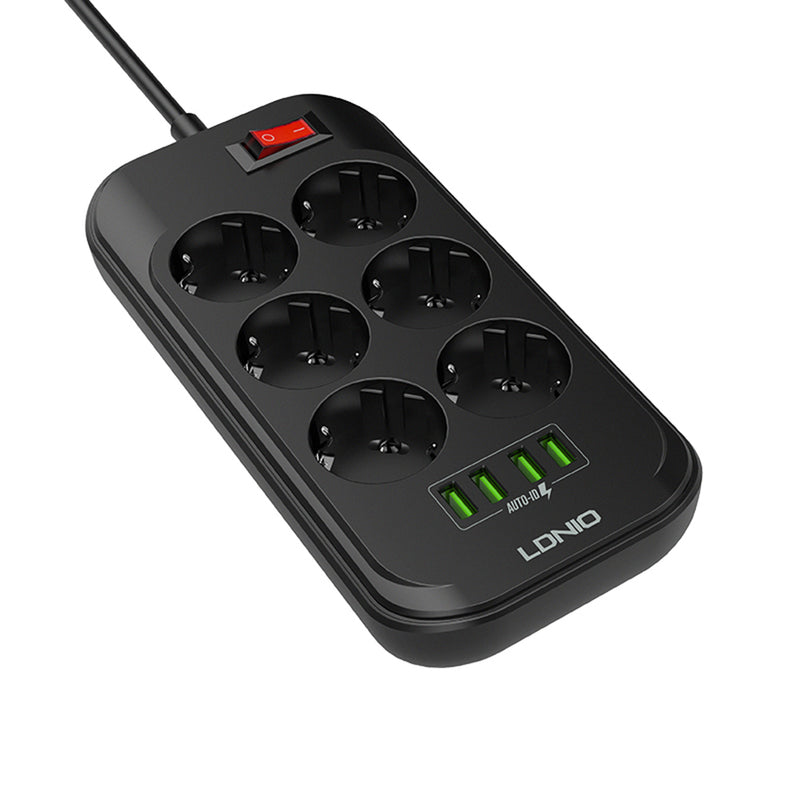 LDNIO 17W 3.4A 4-port USB Fast Charging Home Outlet 6 EU Plug Power Strip Switch