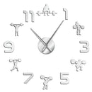 Weightlifting Fitness Room Wall Decor DIY Giant Wall Clock Mirror Effect Powerlifting Frameless Large Wall Clock Wall Watch