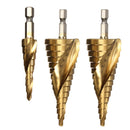 Drillpro DB-S1 3Pcs 4-12/4-20/4-32 HSS Spiral Grooved Step Drill Bit