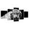 5PCS Modern Home Bedroom Wall HD White Tiger Art Picture Spray Painting Wall Sticker