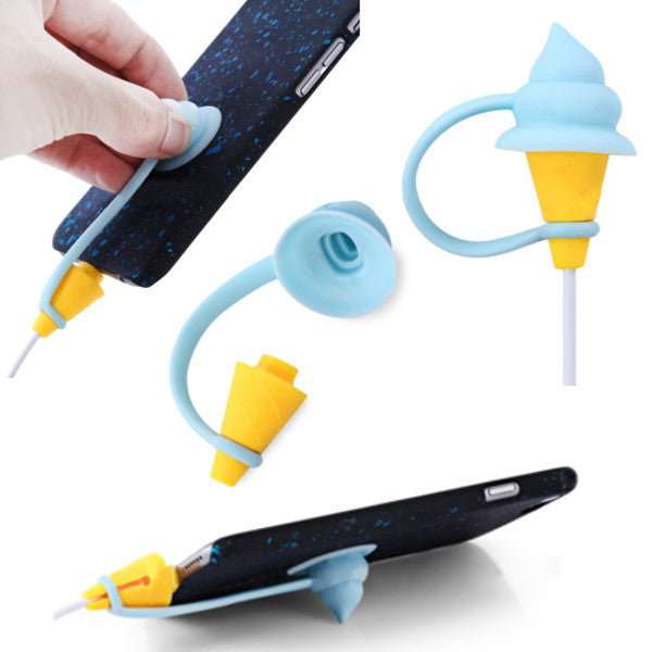 USB Data Line Charger Cable Stand Holder Ice Cream Protector For iPhone Xiaomi Samsung Huawei