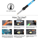 60PCS 60W Wood Burning Pen Set Tips Stencil Solder Iron Tools Pyrography Crafts Kit