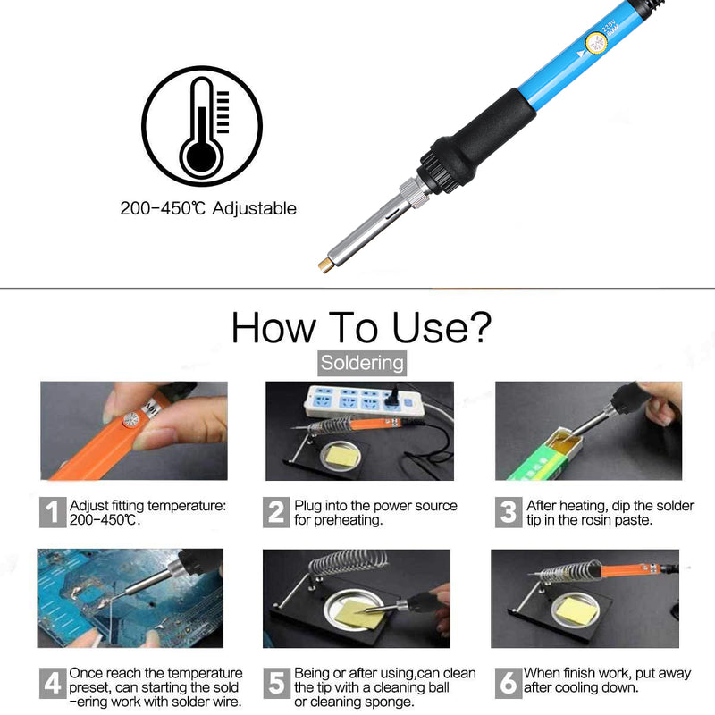 60PCS 60W Wood Burning Pen Set Tips Stencil Solder Iron Tools Pyrography Crafts Kit