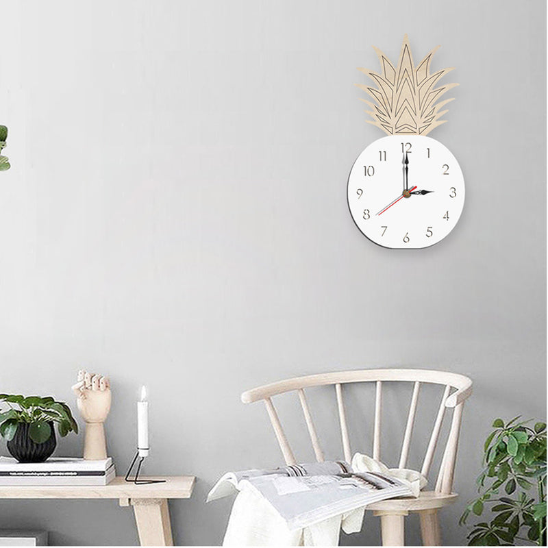 Creative Fruit Pineapple Wall Clock Acrylic Wood Clock for Livingroom Children Bedroom Cartoon Decorative