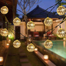5M 7M Moroccan Metal Ball 20/30/50 LED Solar String Light  Outdoor Christmas Fairy Lamp Garden Decor