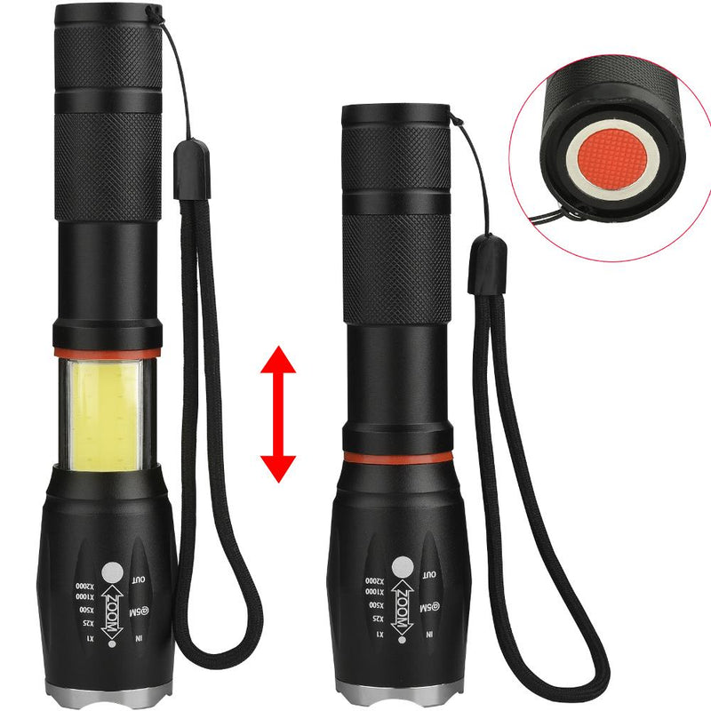 XANES 1005A  T6 + COB 1000Lumens 5Modes Front & Side Lights Zoomable Tactical LED Flashlight