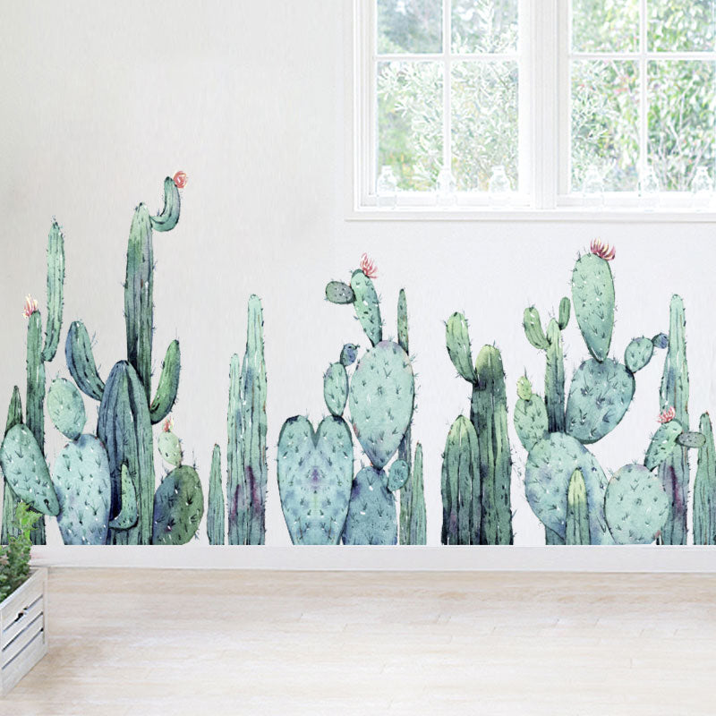 Miico FX82028 2PCS Cartoon Wall Stickers Cactus Plants Printing Sticker Children's Room And Kindergarden Decorative Sticker