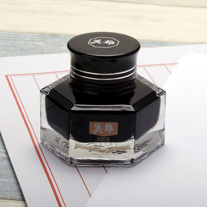 HERO 20/25/50/60ml Bottled Glass Smooth Writing Fountain Pen Ink Non-carbon Waterproof Ink Refill Students Stationery Office School Supplies 201 202 203 204 400 440 8801 8802 8804 8808 9001 9002