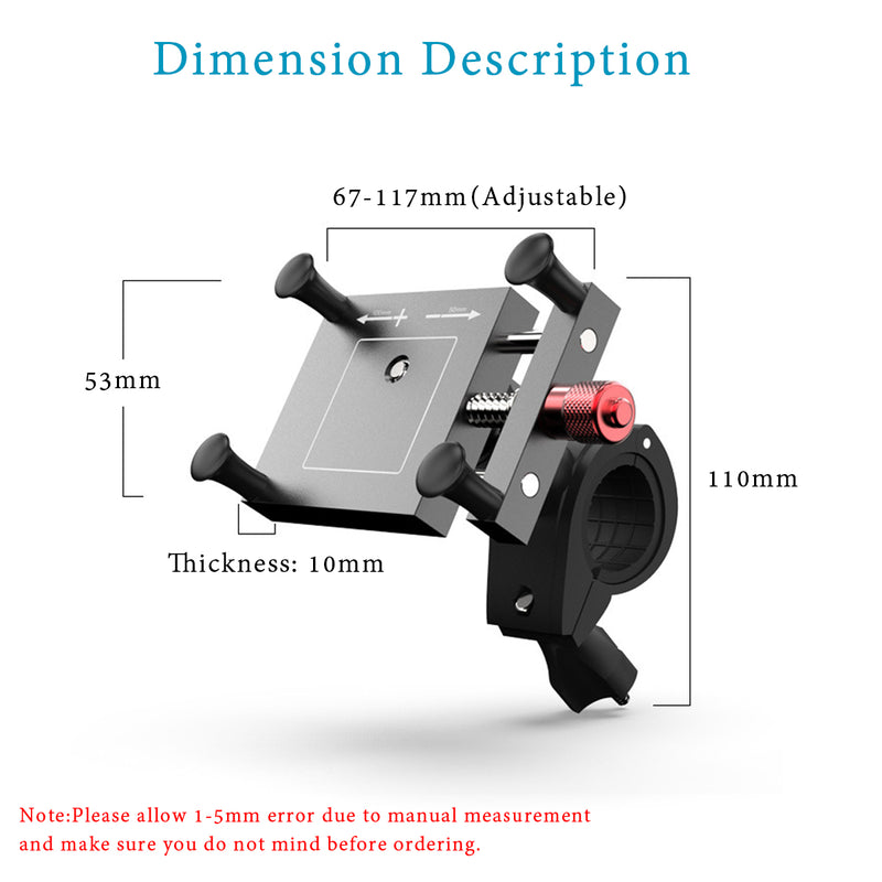 4-6.5inch 360 Bike Motorcycle 2in1 Rearview Mirror/Handlebar Mount Mobile Phone Holder