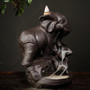 Ceramic Incense Burner Backflow Cone Waterfall Smoke Censer Holder Elephant Gift Decorations