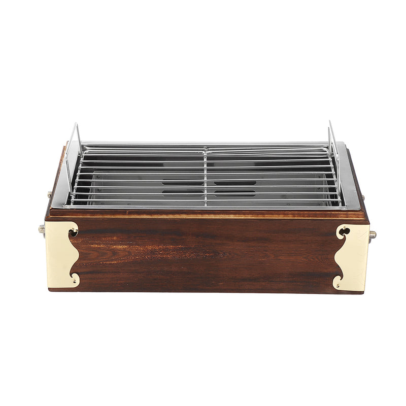 Portable Stainless Steel Wood BBQ Grill Barbecue Cooking Household BBQ Stove