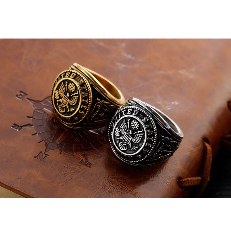 Personality Retro Slab Eagle Titanium Steel Ring