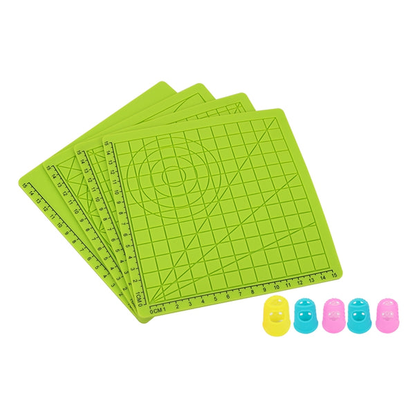 4PCS 3D Printing Pen Silicone Design Mat + 5PCS Insulation Silicone Finger Caps