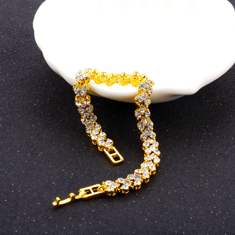 Trendy Metal Geometric Crystal Bracelet Temperament Rhinestone Bracelet