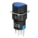 Machifit LAY16-11 DC 12V 16mm Momentary Switch 6 Pin Push Button Swith Blue