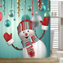 4Pcs Christmas Snowman Non-Slip Rug Pad Toilet Cover Bath Mat Shower Curtain Set