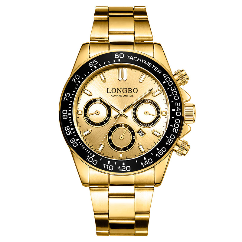 LONGBO 80522 Luminous Display Fashion Full Steel Strap Waterproof Business Men Quartz Watch