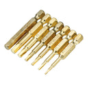 BROPPE 7Pcs Gold 50mm 1.5-6.0mm Magnetic Hex Head Screwdriver Bits 1/4 Inch Hex Shank Screwdriver