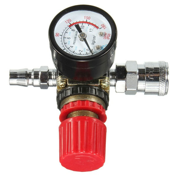 140PSI 1/4 Inch Air Pressure Regulator Relief with Gauge Hose Quick Release Compressor Fitting