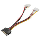 SATA 15 Pin to Dual 4 Pin Power Adaptor SATA Y Splitter Cable Power Supply Cable