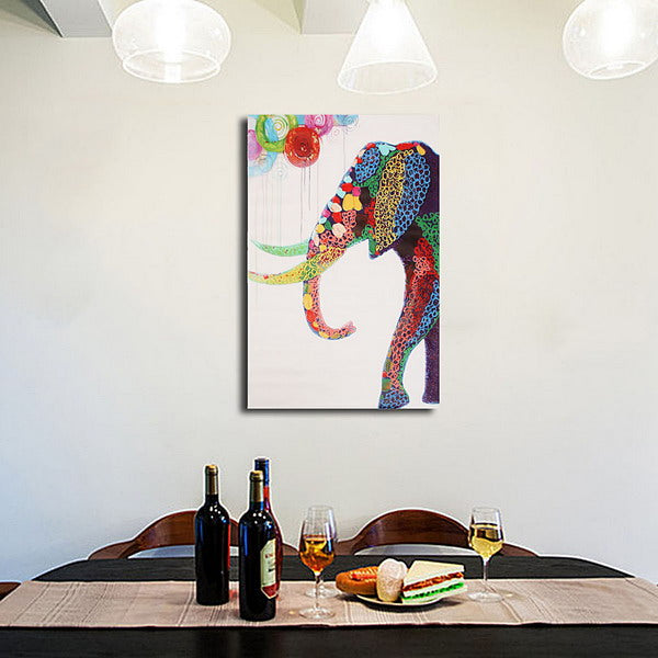 Cartoon Elephant Picture Frameless Modern Abstract Canvas Oil Painting Wall Decoration