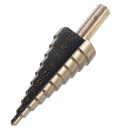 Drillpro 5pcs 4-35mm HSS Step Drill Bit Set Multiple Hole Metric Size with Aluminum Case