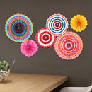 6 Pcs/Set Fiesta Paper Fans Pinwheel Wedding Party Wall Hanging Decorations